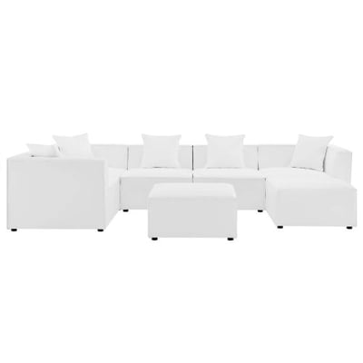 Modway EEI-4387-WHI Saybrook Patio Upholstered 7-Piece Sectional Sofa in White