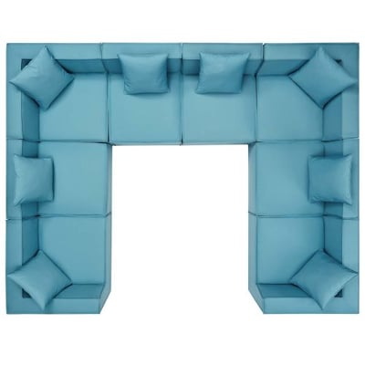 Modway EEI-4388-TUR Saybrook Patio Upholstered 8-Piece Sectional Sofa in Turquoise