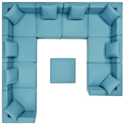 Modway EEI-4389-TUR Saybrook Patio Upholstered 10-Piece Sectional Sofa in Turquoise