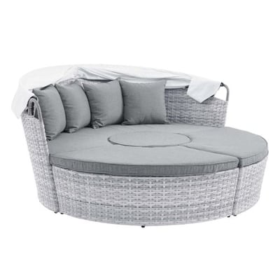 Scottsdale Canopy Outdoor Patio Daybed, Light Gray Gray