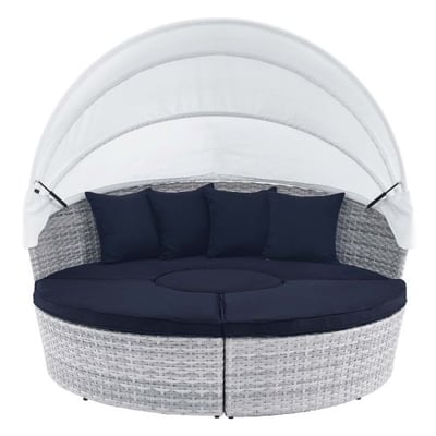 Scottsdale Canopy Outdoor Patio Daybed, Light Gray Navy