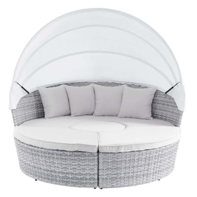 Scottsdale Canopy Outdoor Patio Daybed, Light Gray White