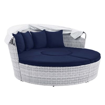 Scottsdale Canopy Sunbrella® Outdoor Patio Daybed, Light Gray Navy