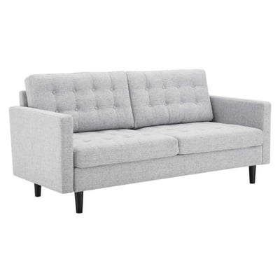Exalt Tufted Fabric Sofa, Light Gray