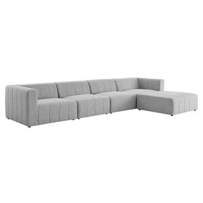 Bartlett Upholstered Fabric 5-Piece Sectional Sofa, Light Gray