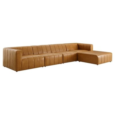 Bartlett Vegan Leather 5-Piece Sectional Sofa, Tan