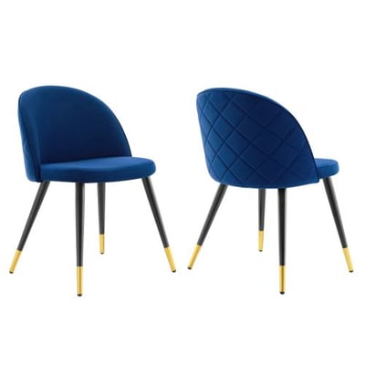 Cordial Performance Velvet Dining Chairs - Set of 2, Navy