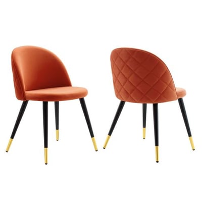 Cordial Performance Velvet Dining Chairs - Set of 2, Orange