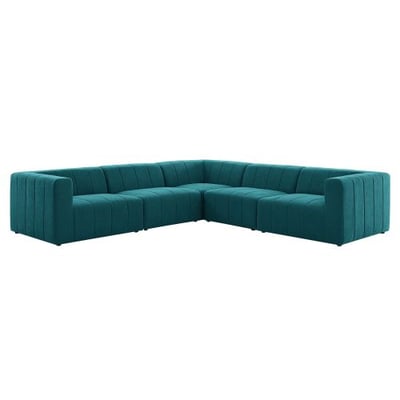 Bartlett Upholstered Fabric 5-Piece Sectional Sofa, Teal, Overall Right-Arm Chair Dimensions: 42