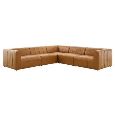 Bartlett Vegan Leather 5-Piece Sectional Sofa, Tan, Overall Right-Arm Chair Dimensions: 42
