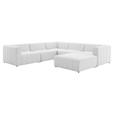 Bartlett Upholstered Fabric 6-Piece Sectional Sofa, Ivory