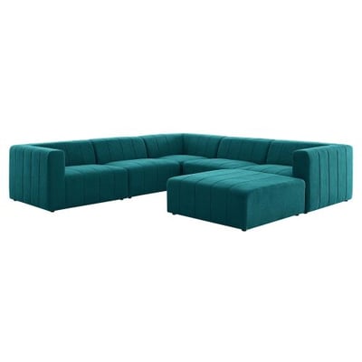 Bartlett Upholstered Fabric 6-Piece Sectional Sofa, Teal