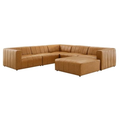Bartlett Vegan Leather 6-Piece Sectional Sofa, Tan