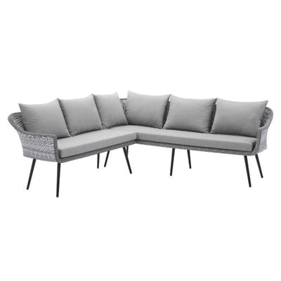 Endeavor Outdoor Patio Wicker Rattan Sectional Sofa, Gray Gray