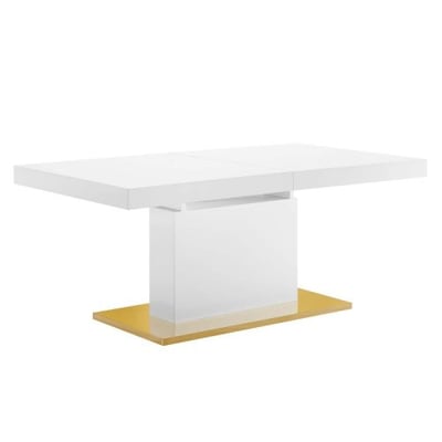 Vector Expandable Dining Table, White Gold