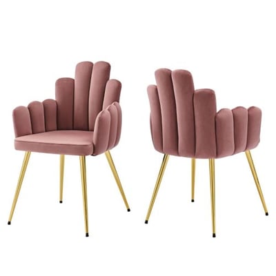 Viceroy Performance Velvet Dining Chair Set of 2, Gold Dusty Rose