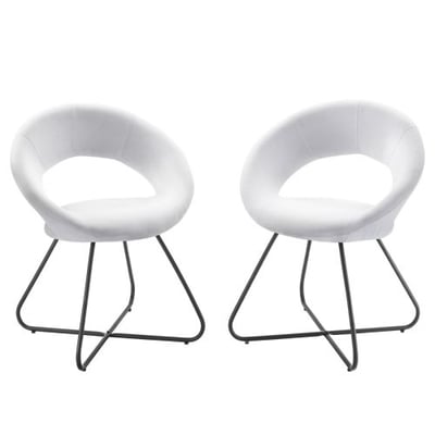 Nouvelle Upholstered Fabric Dining Chair Set of 2, Black White