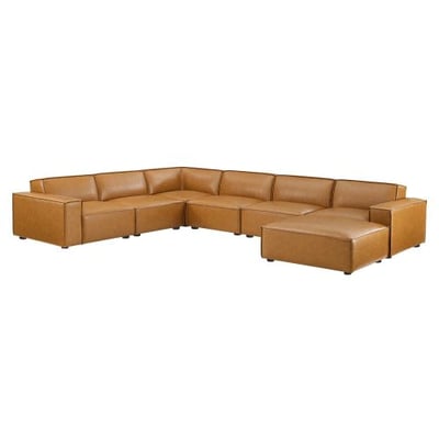 Restore 7-Piece Vegan Leather Sectional Sofa, Tan