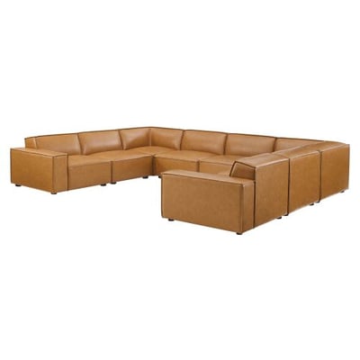 Restore 8-Piece Vegan Leather Sectional Sofa, Tan