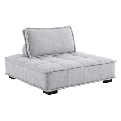 Saunter Tufted Fabric Armless Chair, Light Gray