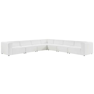Mingle Vegan Leather 7-Piece Sectional Sofa, White, Overall Left-Arm Chair Dimensions: 43.5