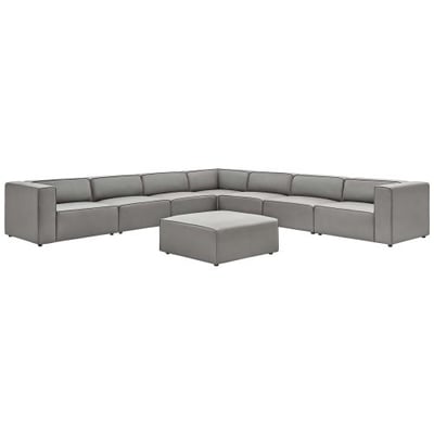 Mingle Vegan Leather 8-Piece Sectional Sofa Set, Gray