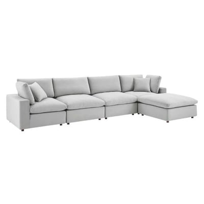 Modway Commix Down Filled Overstuffed Performance Velvet 5-Piece Sectional Sofa in Light Gray1