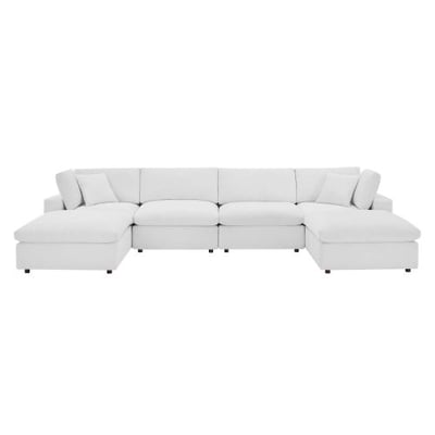 Modway Commix Down Filled Overstuffed Performance Velvet 6-Piece Sectional Sofa in White3
