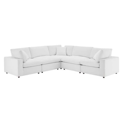 Modway Commix Down Filled Overstuffed Performance Velvet 5-Piece Sectional Sofa in White