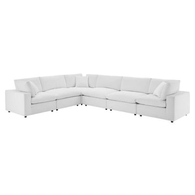 Modway Commix Down Filled Overstuffed Performance Velvet 6-Piece Sectional Sofa in White