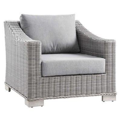 Conway Outdoor Patio Wicker Rattan Armchair, Light Gray Gray