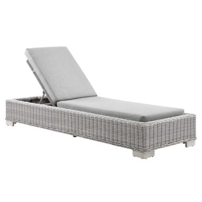 Conway Outdoor Patio Wicker Rattan Chaise Lounge, Light Gray Gray