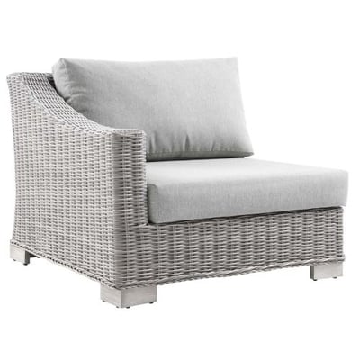 Conway Outdoor Patio Wicker Rattan Left-Arm Chair, Light Gray Gray