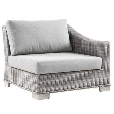 Conway Outdoor Patio Wicker Rattan Right-Arm Chair, Light Gray Gray