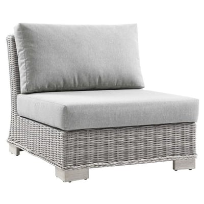 Conway Outdoor Patio Wicker Rattan Armless Chair, Light Gray Gray