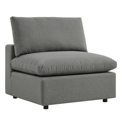 Commix Overstuffed Outdoor Patio Armless Chair, Charcoal