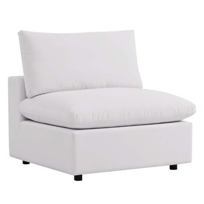Commix Overstuffed Outdoor Patio Armless Chair, White