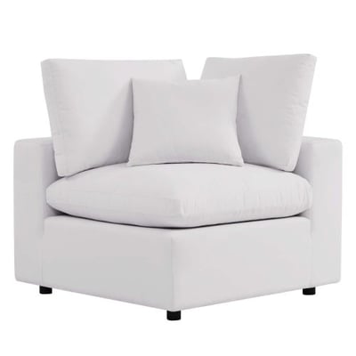 Commix Overstuffed Outdoor Patio Corner Chair, White