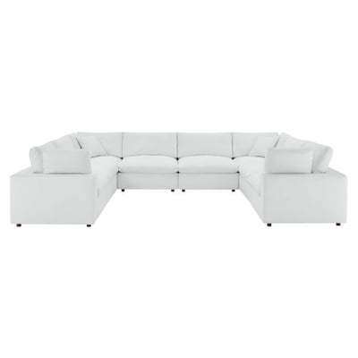 Commix Down Filled Overstuffed Vegan Leather 8-Piece Sectional Sofa, White