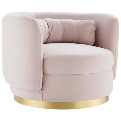 Relish Performance Velvet Performance Velvet Swivel Chair, Gold Pink