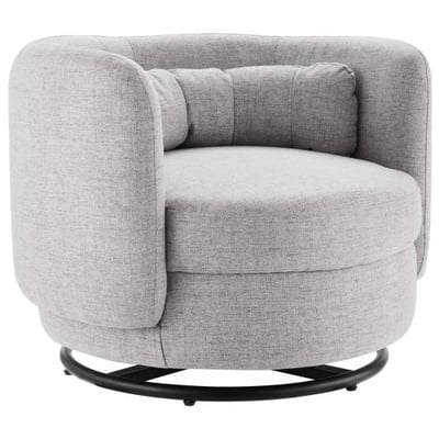 Relish Fabric Upholstered Upholstered Fabric Swivel Chair, Black Light Gray