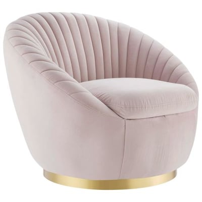 Whirr Tufted Performance Velvet Performance Velvet Swivel Chair, Gold Pink