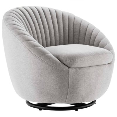 Whirr Tufted Fabric Fabric Swivel Chair, Black Light Gray