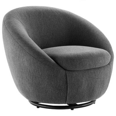 Buttercup Fabric Upholstered Upholstered Fabric Swivel Chair, Black Charcoal