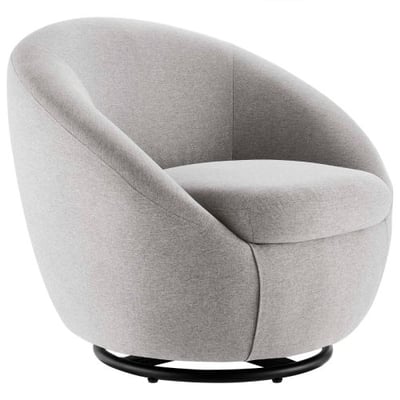 Buttercup Fabric Upholstered Upholstered Fabric Swivel Chair, Black Light Gray