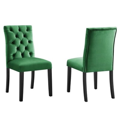 Duchess Performance Velvet Dining Chairs - Set of 2, Emerald