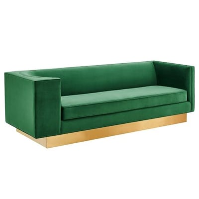 Eminence Upholstered Performance Velvet Sofa, Emerald
