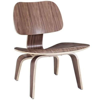 Modway EEI-510-WAL Fathom Mid-Century Modern Molded Plywood Lounge Accent Chair Walnut