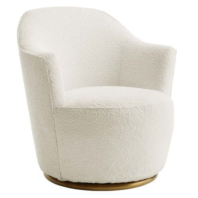 Nora Boucle Upholstered Swivel Chair, White