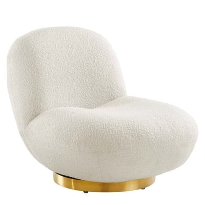 Kindred Upholstered Fabric Swivel Chair, Gold Ivory